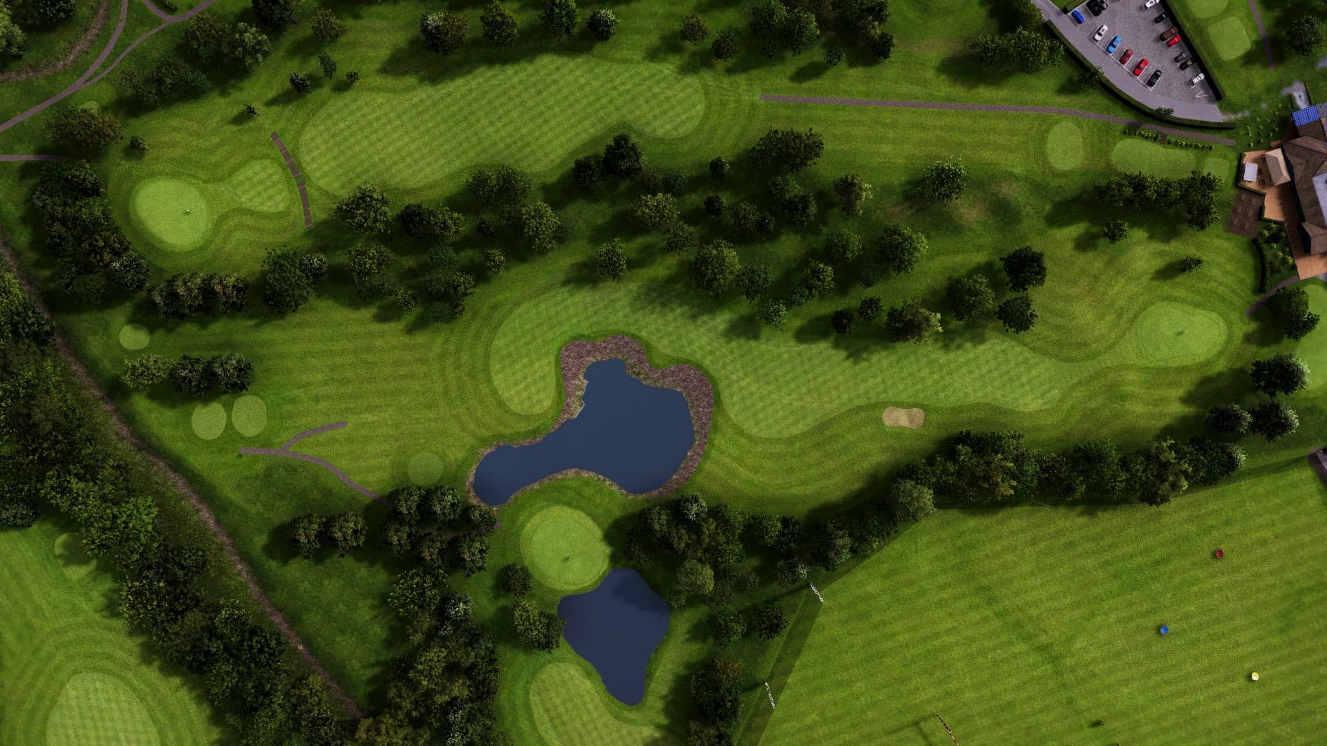 Hole 18 at Brickhampton Court Golf Complex - Spa Course