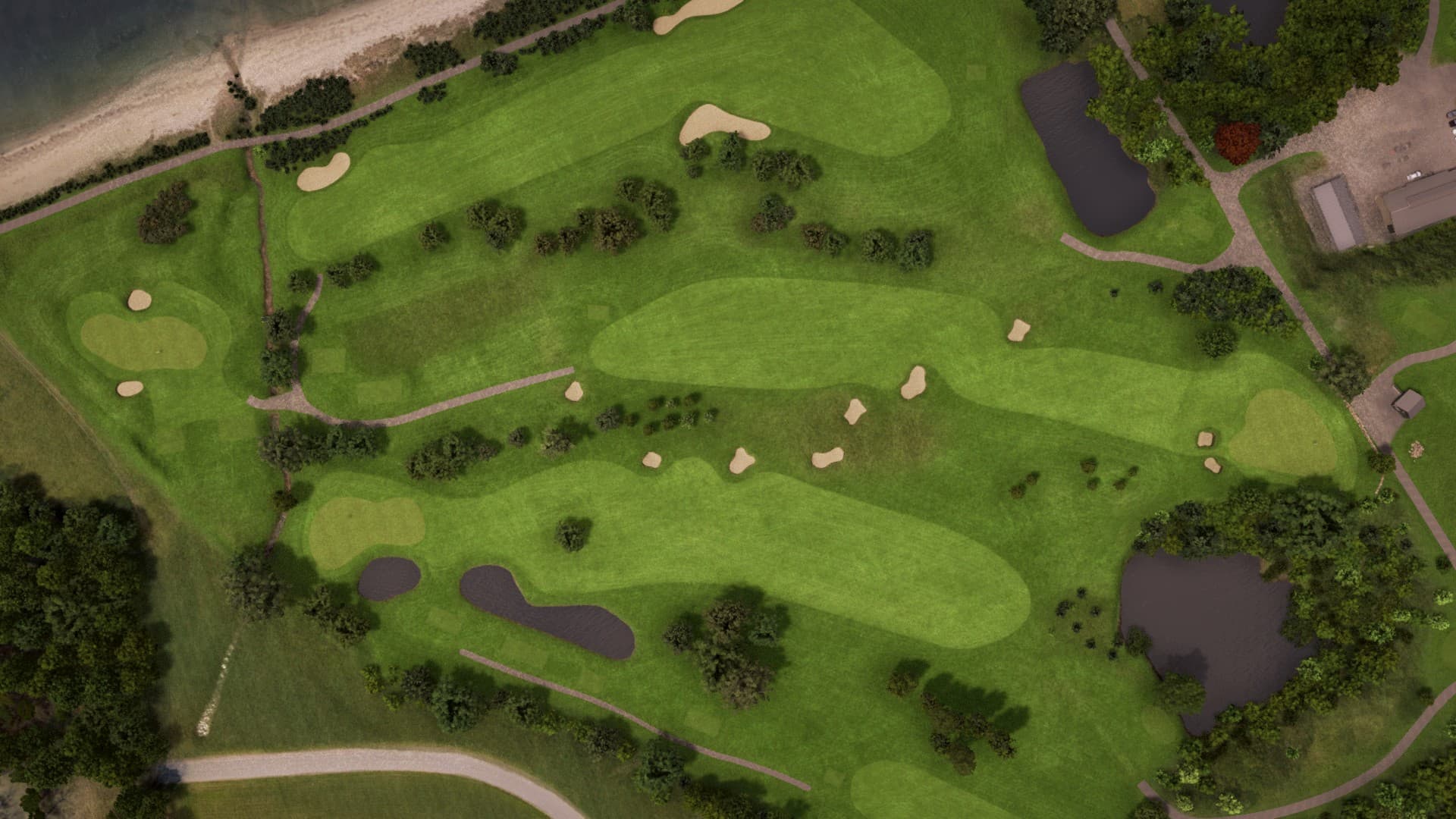 Hole 9 at Rya Golfclub – Seaside Course