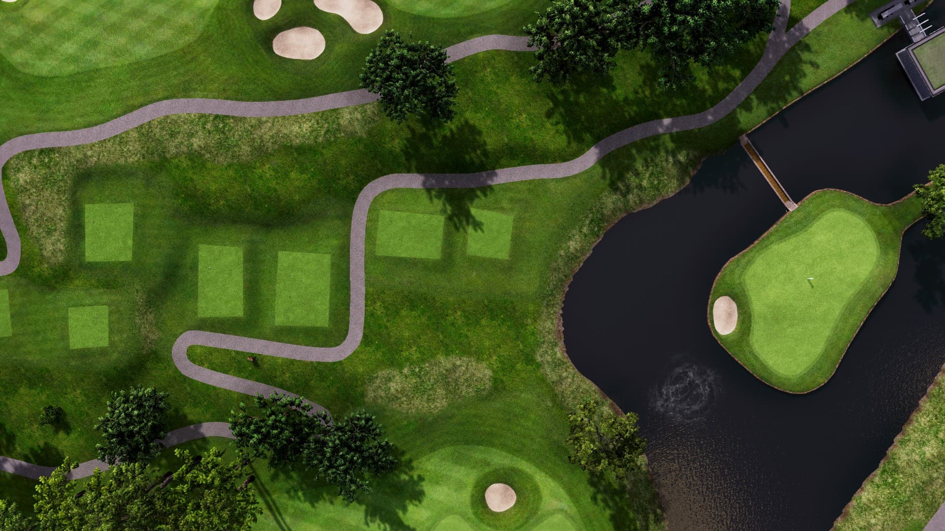 Hole 9 at Suvarna Jakarta GC: Green and Red