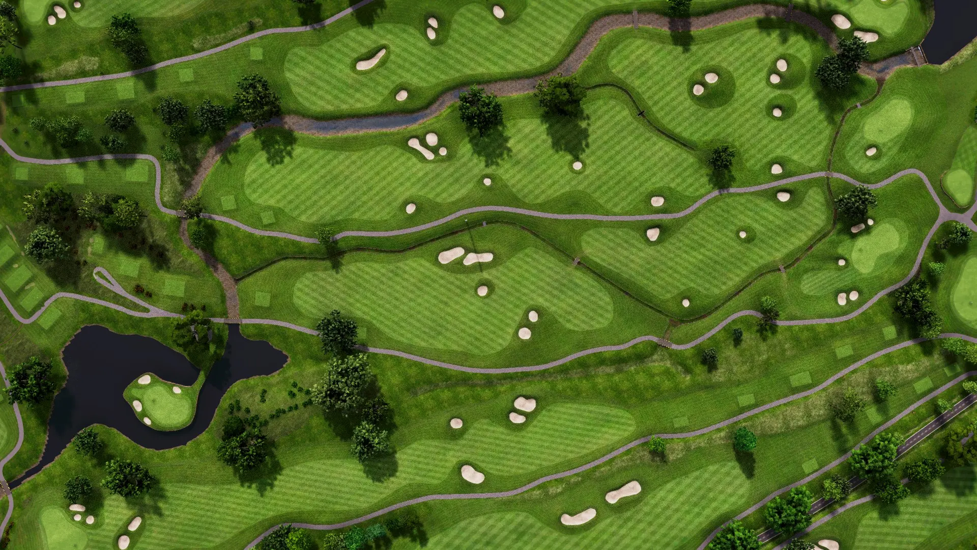 Hole 9 at Suvarna Jakarta GC: Red and Blue