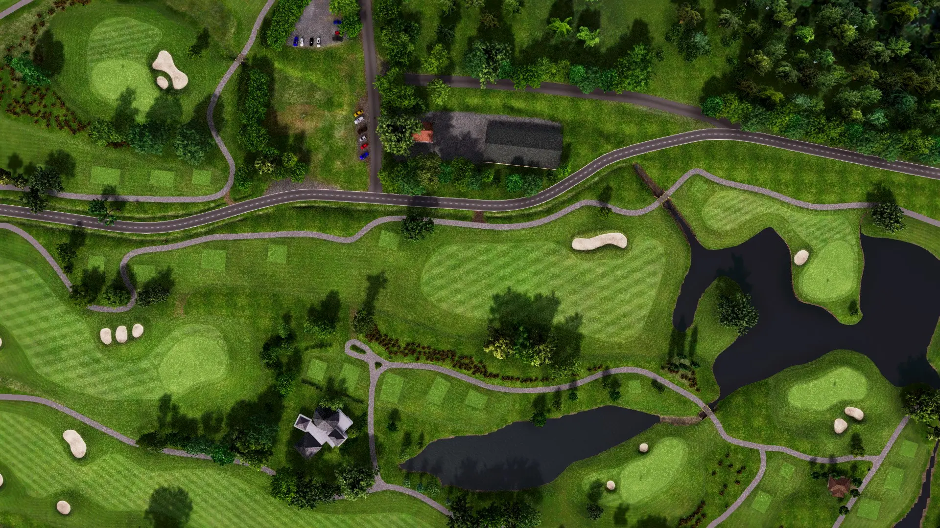 Hole 14 at Suvarna Jakarta GC: Red and Blue